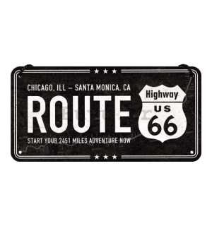 Metalna viseća tabla: Route 66 (Chicago - Santa Monica) - 10x20 cm