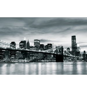 Foto tapeta Vlies: Brooklyn Bridge (crno-bijeli) - 184x254 cm