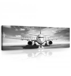 Slika na platnu: Mlazni zrakoplov (crno-bijeli) - 145x45 cm