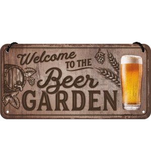 Metalna viseća tabla: Beer Garden - 20x10 cm