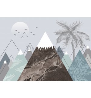 Vlies foto tapeta: Skandinavski uzorak (planine i palme) - 368x254 cm