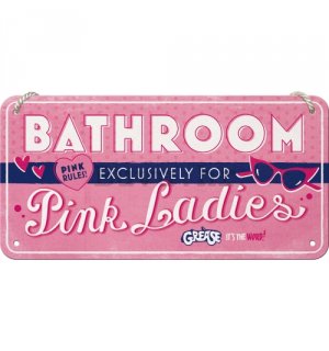 Metalna viseća tabla: Pink Ladies Bathroom - 20x10 cm