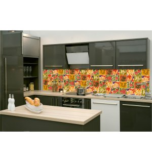 Samoljepljiva periva tapeta za kuhinju - Oslikane pločice, 260x60 cm