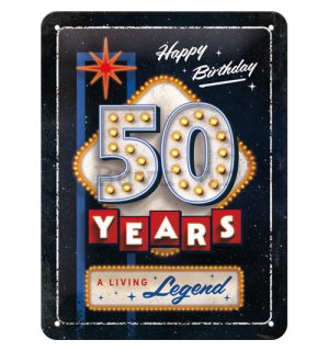Metalna tabla: 50 Years Birthday - 15x20 cm