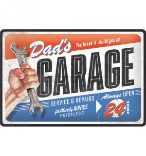 Metalna tabla: Dads garage - 30x20 cm