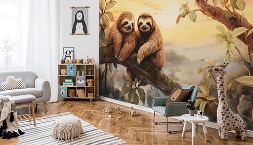 Vlies foto tapeta: Sloths Wild Animals - 152,5x104 cm