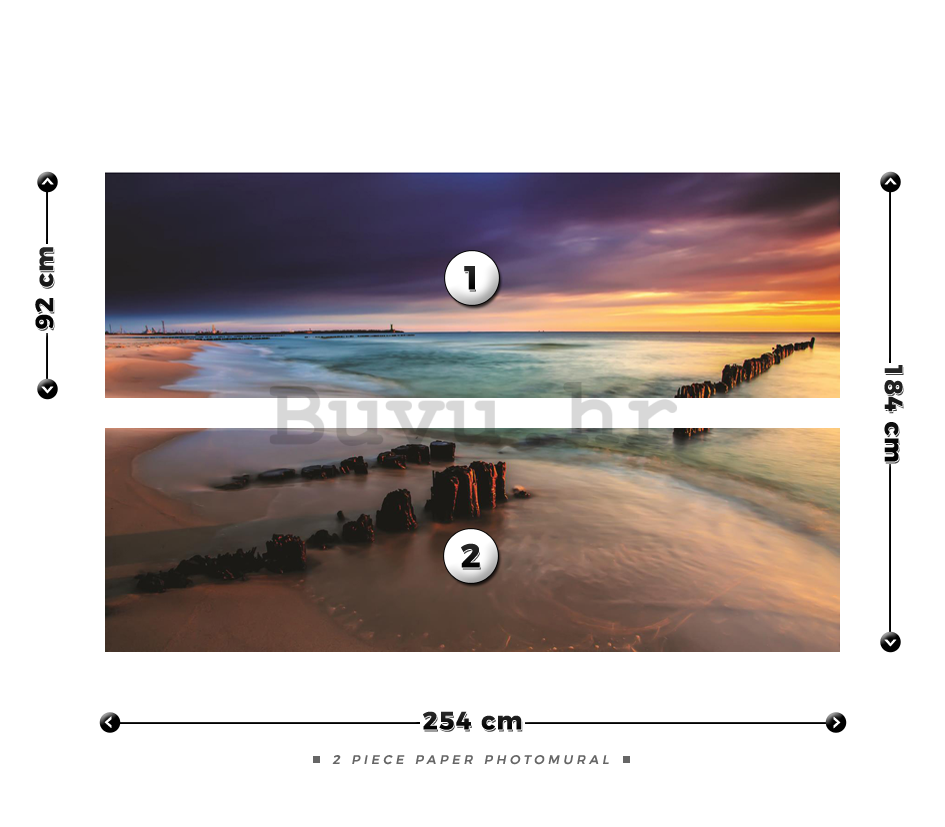 Foto tapeta: Šareni zalazak sunca na plaži - 184x254 cm