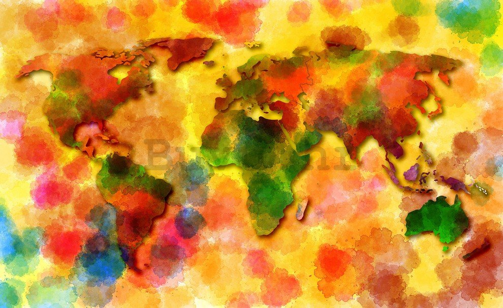 Foto tapeta: Šarena karta svijeta - 184x254 cm