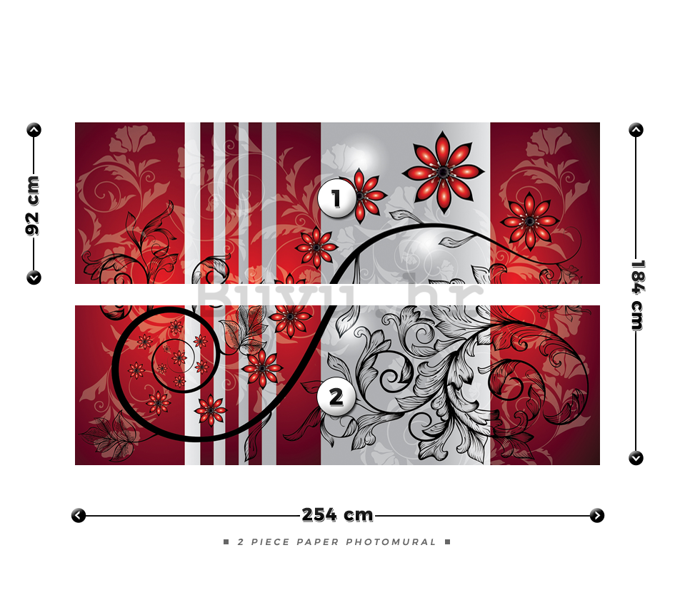 Foto tapeta: Crveno cvijeće (uzorak) - 184x254 cm