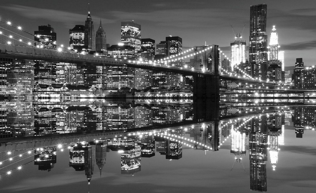 Foto tapeta: Crno-bijeli Brooklyn Bridge (3) - 254x368 cm