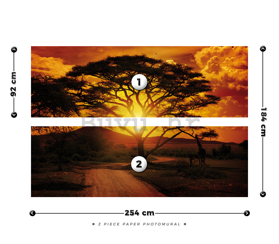 Foto tapeta: Afrički zalazak sunca - 184x254 cm