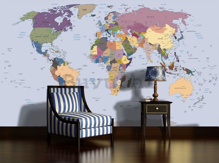 Foto tapeta: Karta svijeta (1) - 254x368 cm