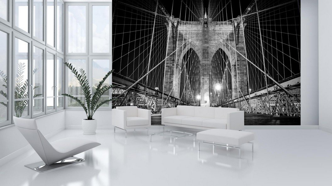 Foto tapeta: Brooklyn Bridge (crno-bijeli detalj) - 184x254 cm