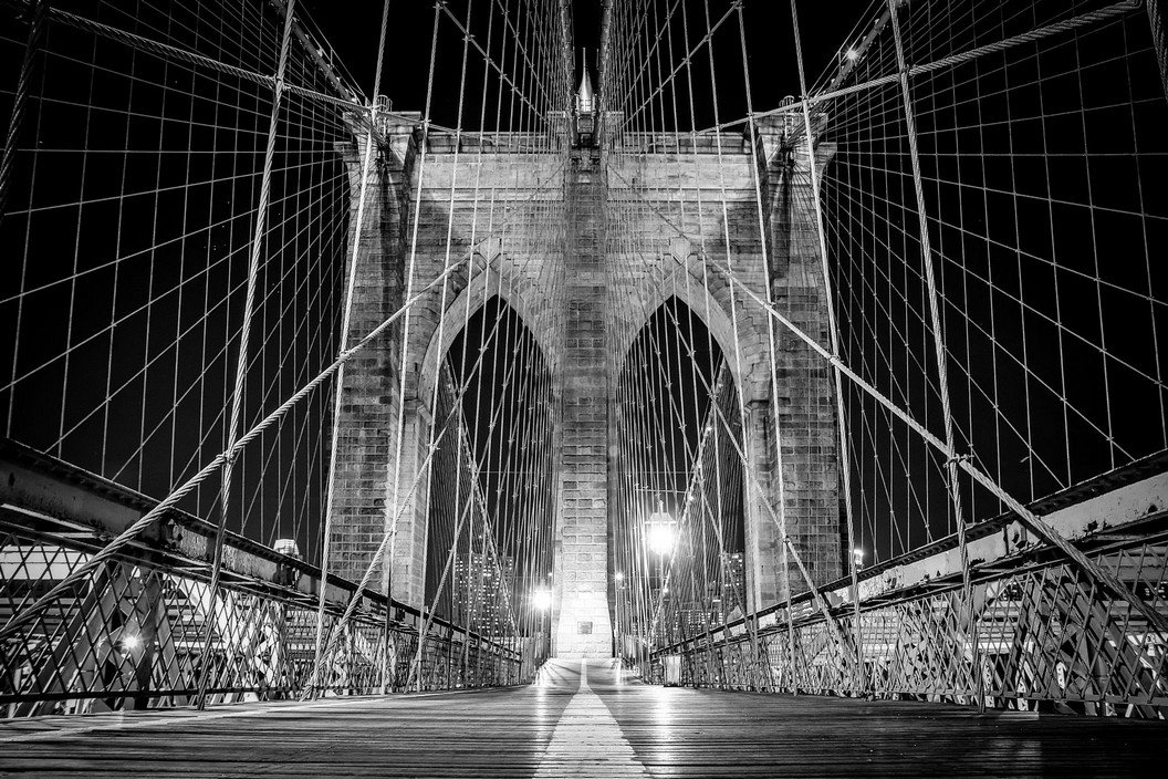 Foto tapeta: Brooklyn Bridge (crno-bijeli detalj) - 184x254 cm