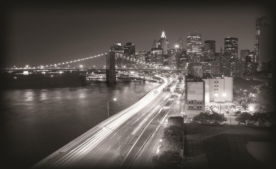 Foto tapeta: Crno-bijeli Brooklyn Bridge (1) - 184x254 cm