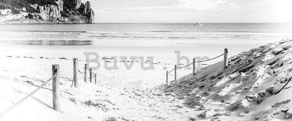 Foto tapeta: Pješčana plaža (crno-bijela) - 104x250 cm