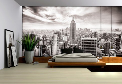 Foto tapeta: Pogled na New York (crno-bijela) - 184x254 cm
