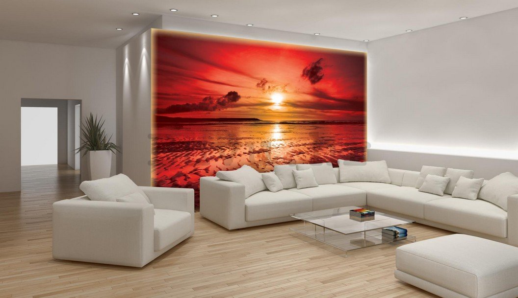 Foto tapeta: Zalazak sunca na plaži (3) - 184x254 cm
