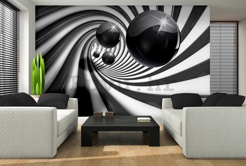 Foto tapeta: Crne kuglice i spirala - 254x368 cm