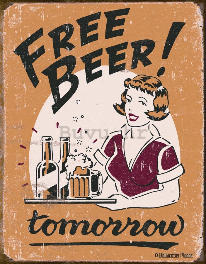 Metalna tabla - Free Beer! Tomorrow (girl)