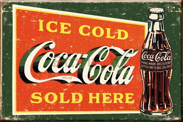 Metalna tabla: Coca-Cola (Ice cold, Sold Here, vintage) - 30x40 cm