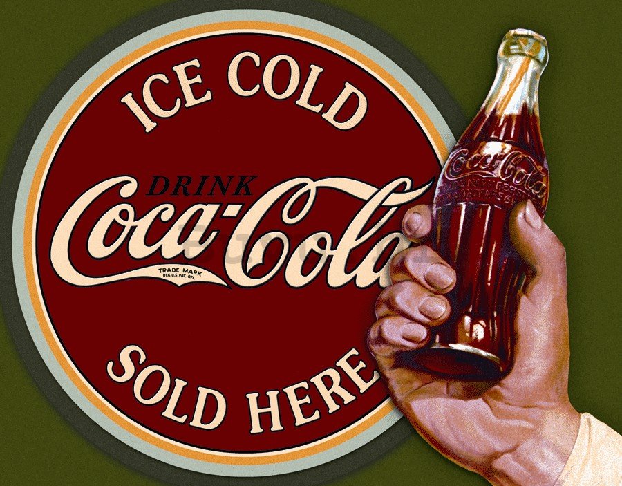 Metalna tabla: Coca-Cola Sold Here, boca - 30x40 cm