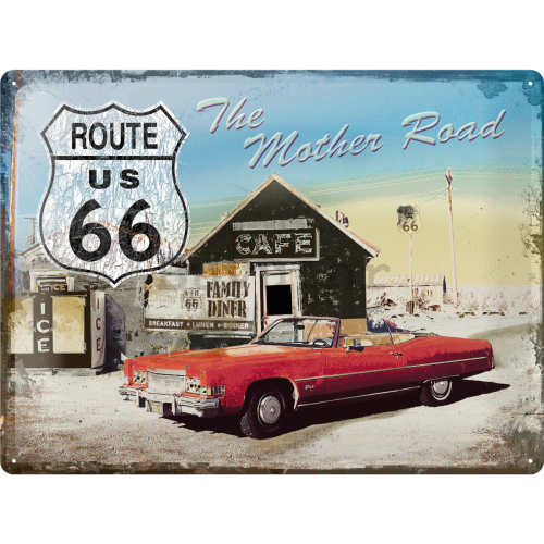 Metalna tabla - Route 66 (Red Car)