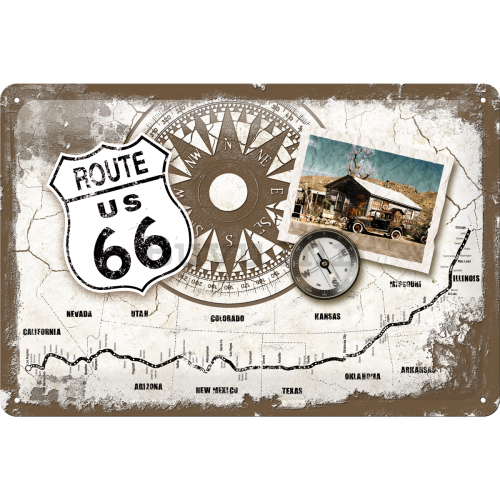 Metalna tabla - Vintage tabla Route 66