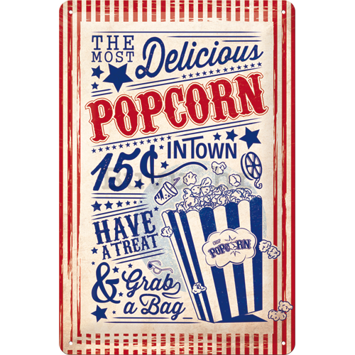 Metalna tabla: Popcorn - 30x20 cm