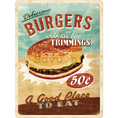 Metalna tabla: Burgers - 40x30 cm