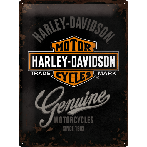 Metalna tabla: Harley-Davidson Genuine - 40x30 cm