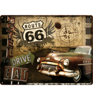 Metalna tabla - Route 66 (Drive, Eat)