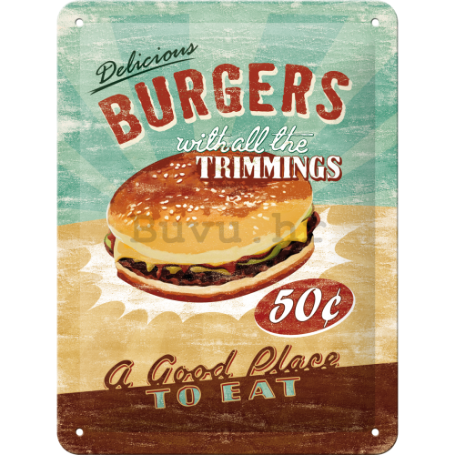 Metalna tabla: Burgers - 20x15 cm