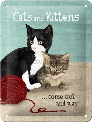 Metalna tabla: Cats and Kittens - 20x15 cm