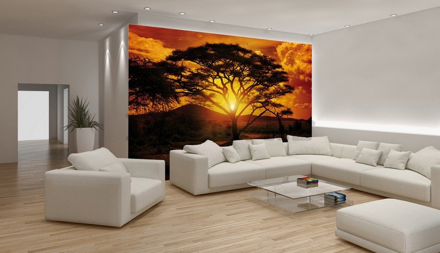 Foto tapeta Vlies: Afrički zalazak sunca - 184x254 cm