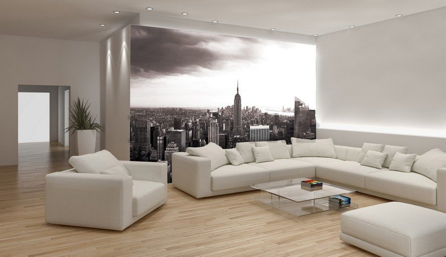Foto tapeta Vlies: Manhattan (Crno-bijeli) - 184x254 cm