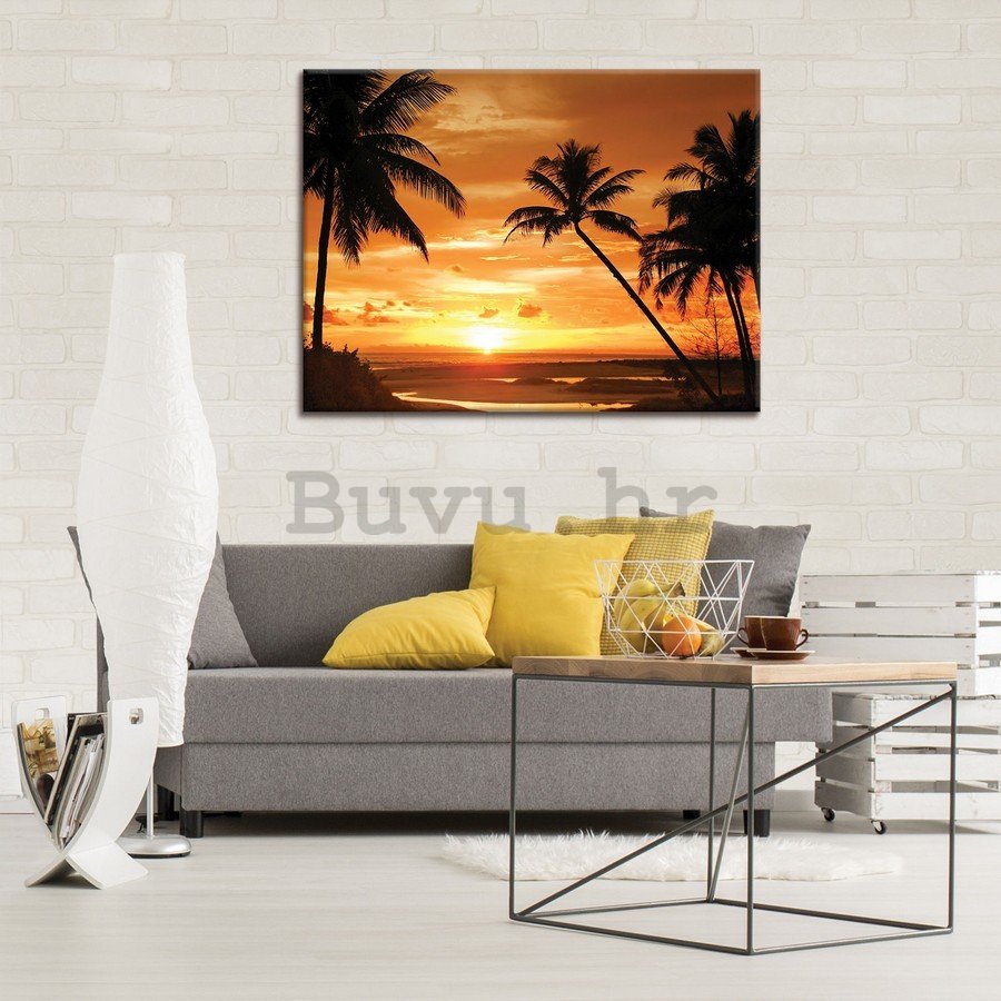 Slika na platnu: Zalazak sunca na plaži (2) - 75x100 cm