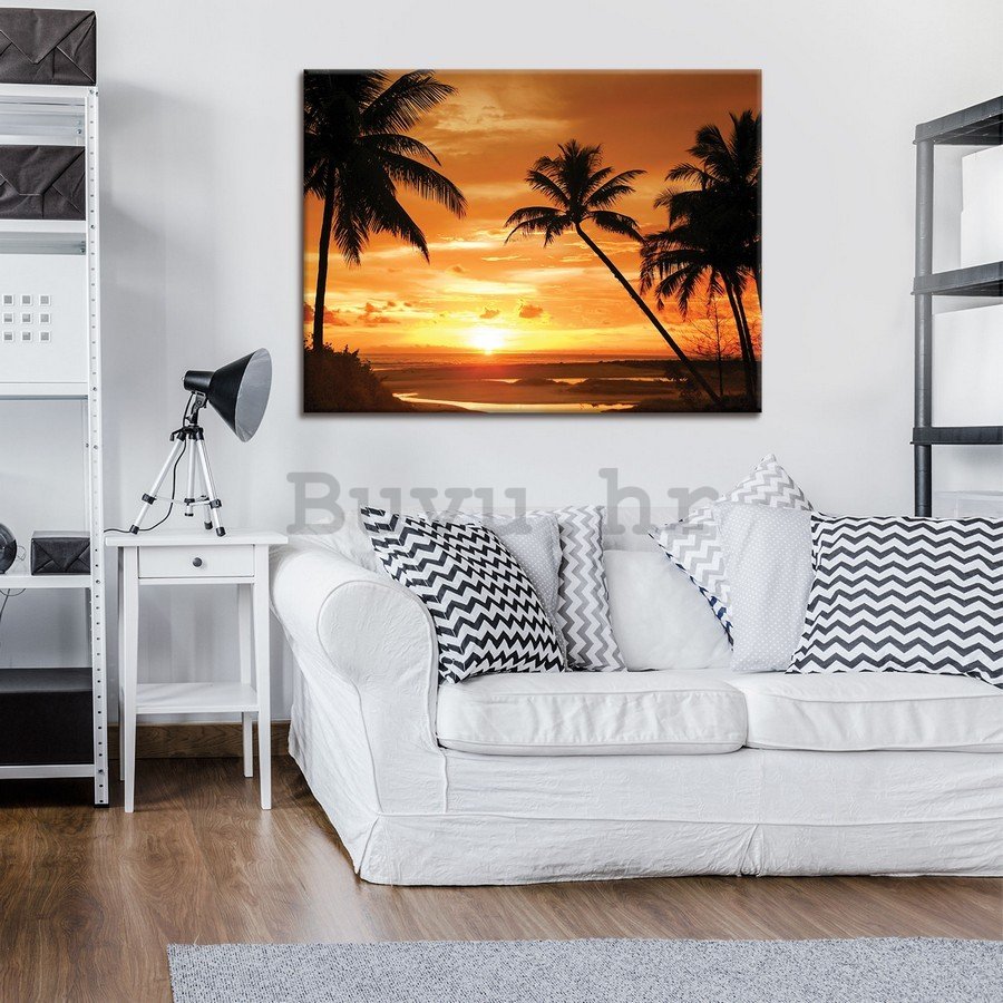 Slika na platnu: Zalazak sunca na plaži (2) - 75x100 cm