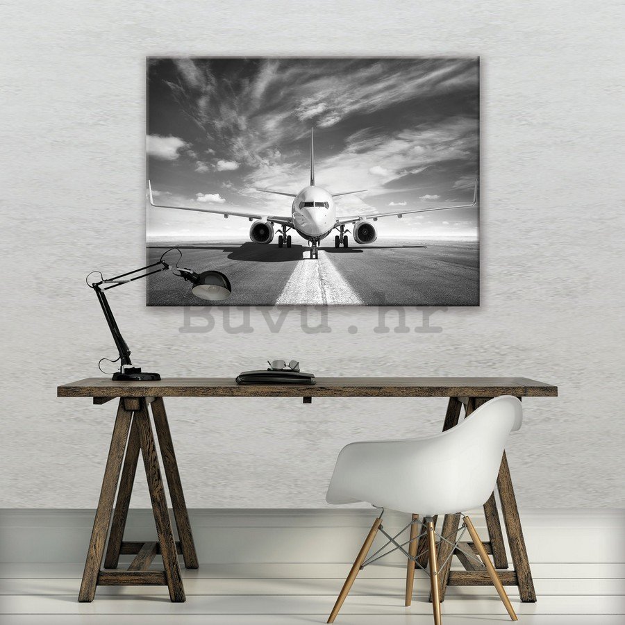 Slika na platnu: Mlazni zrakoplov (crno-bijeli) - 75x100 cm