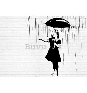 Slika na platnu: Djevojka na kiši (grafiti) - 75x100 cm