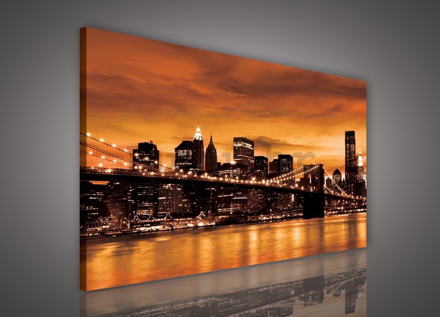 Slika na platnu: Brooklyn Bridge (narančasti) - 75x100 cm