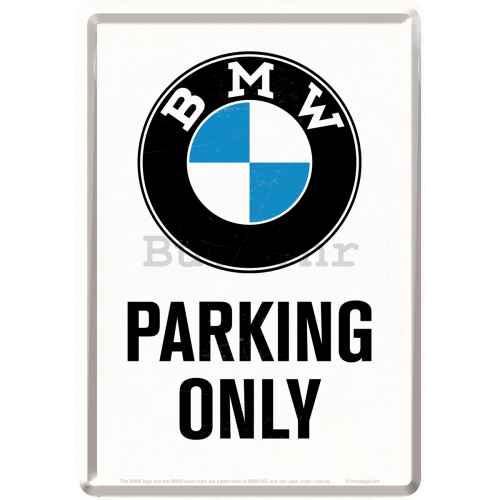 Metalna razglednica - BMW Parking Only White