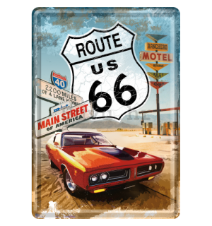 Metalna razglednica - Route 66 (Red car)