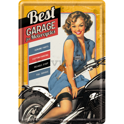 Metalna razglednica - Best Garage for Motorcycles (jantar)