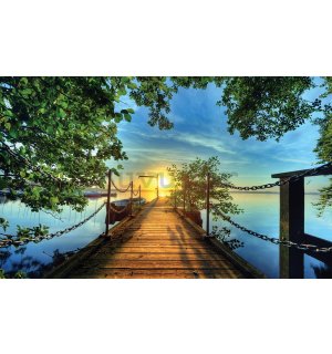 Foto tapeta Vlies: Pogled sa pješačkog mosta na zaljev - 254x368 cm