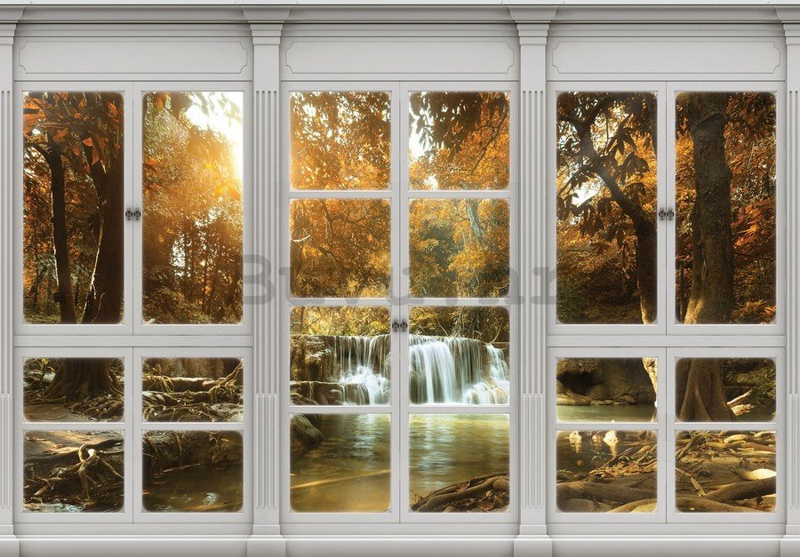 Foto tapeta: Jesenski vodopad (pogled sa prozora) - 184x254 cm