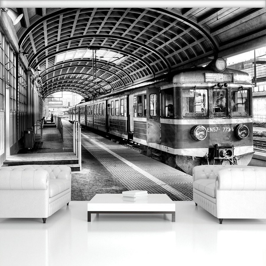 Foto tapeta: Stara podzemna željeznica (crno-bijela) - 254x368 cm