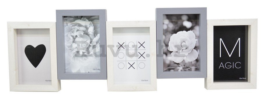 Foto okvir za 5 fotografija, 10x15cm cm(bijeli i sivi)
