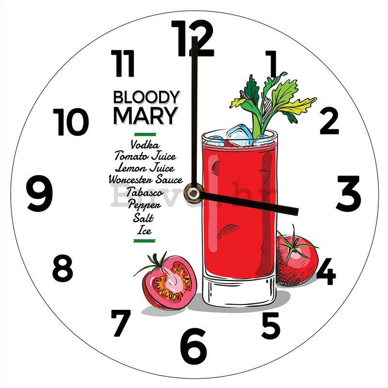 Zidni stakleni sat: Bloody Mary - 34 cm