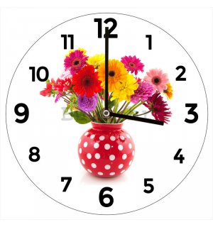 Zidni stakleni sat: Cvijeće - 34 cm